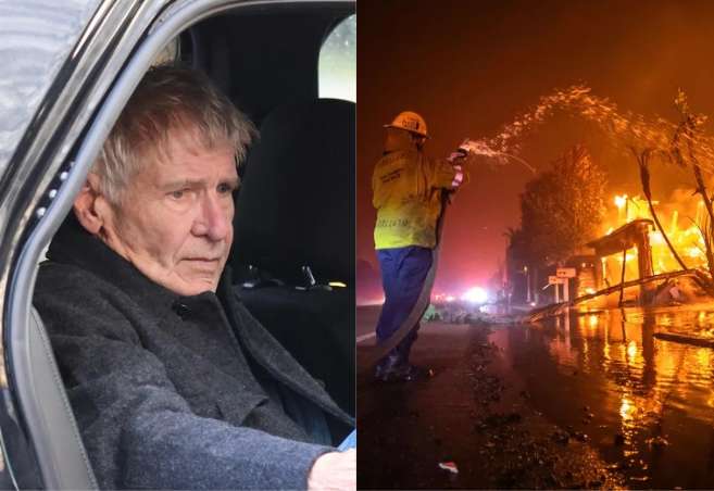 Harrison Ford Looks Distraught As Police Escort Him To Check On His Brentwood Home Amid LA Fire